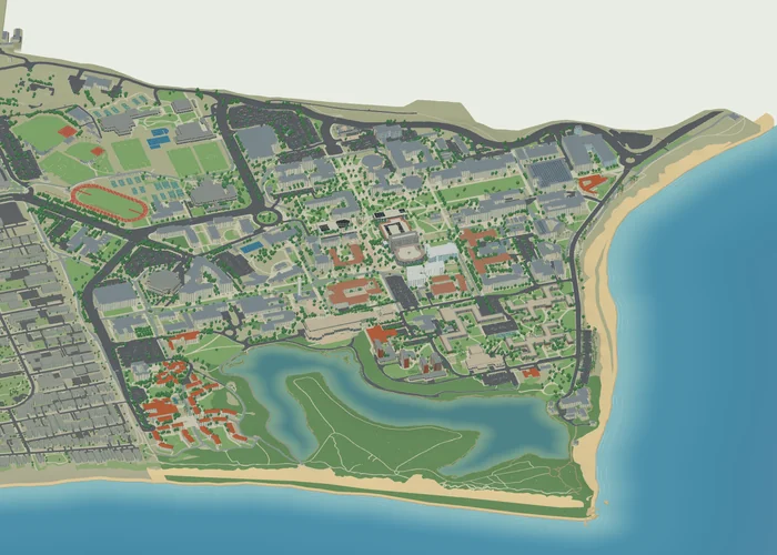 3D exterior model of the UC Santa Barbara campus